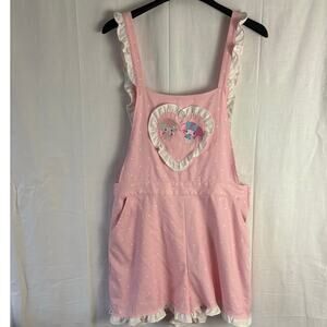 My Melody & My Sweet Piano Lace Heart Shortalls Jumper Romper Size Large Sanrio
